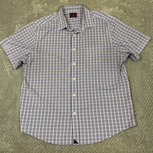 UNTUCKit Other - UNTUCKit Prunier Shirt Mens L Purple Plaid Stretch Short Sleeve Button Down
